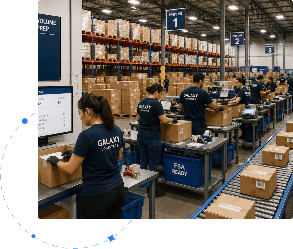 Large-volume Amazon FBA prep and shipment processing